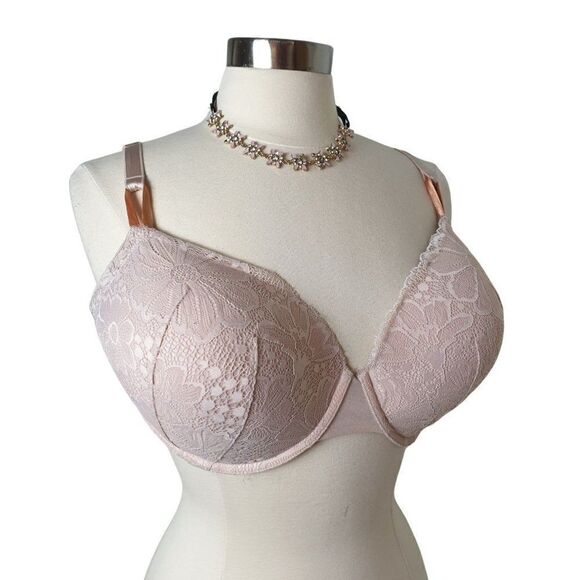 Victoria's Secret 38DDD Bra Pink Lace Demi Lightly Padded Convertible 38DDD - Picture 4 of 7